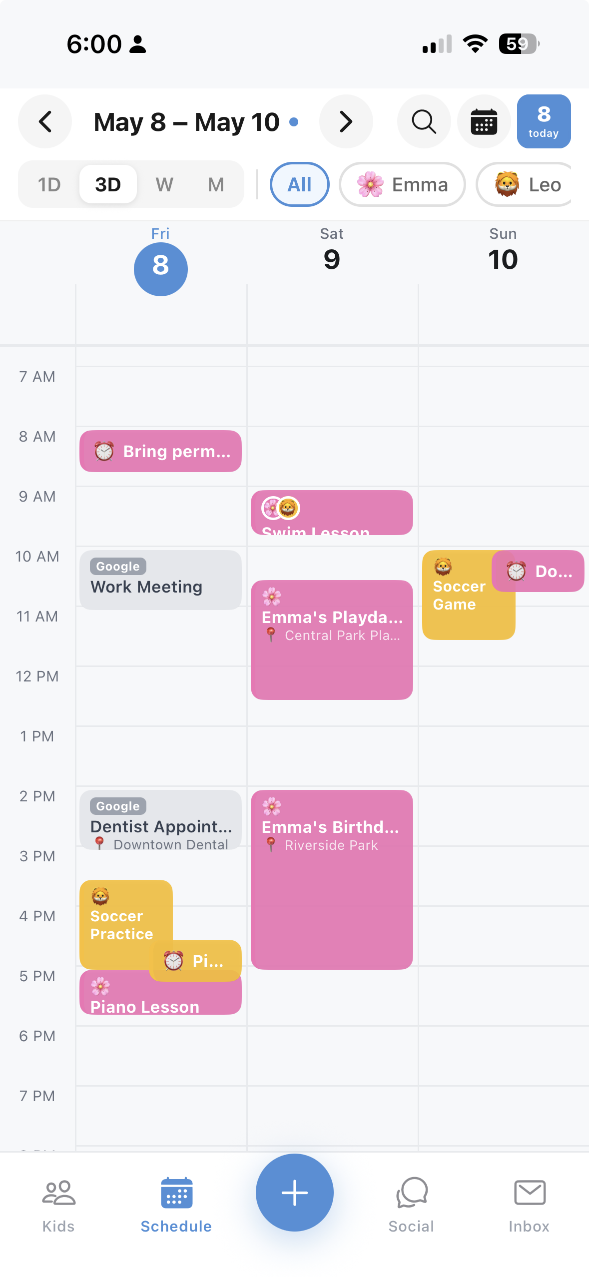KidHub schedule